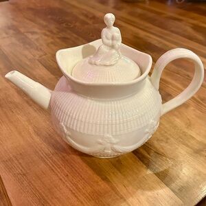 Vintage Godinger White Teapot - Sculptured Mother & Child